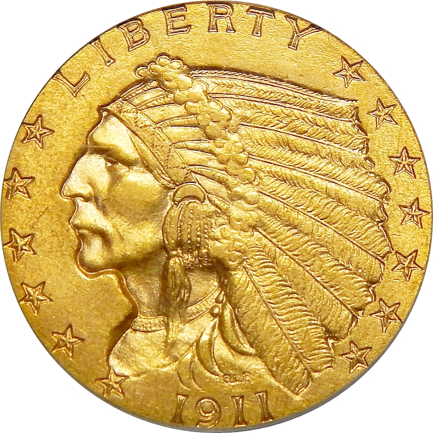 $2.5 Indian Gold, 1908-1929